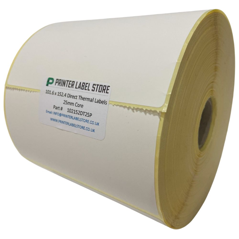 102 x 152mm Direct Thermal Labels with Perforation - 25mm (1") core