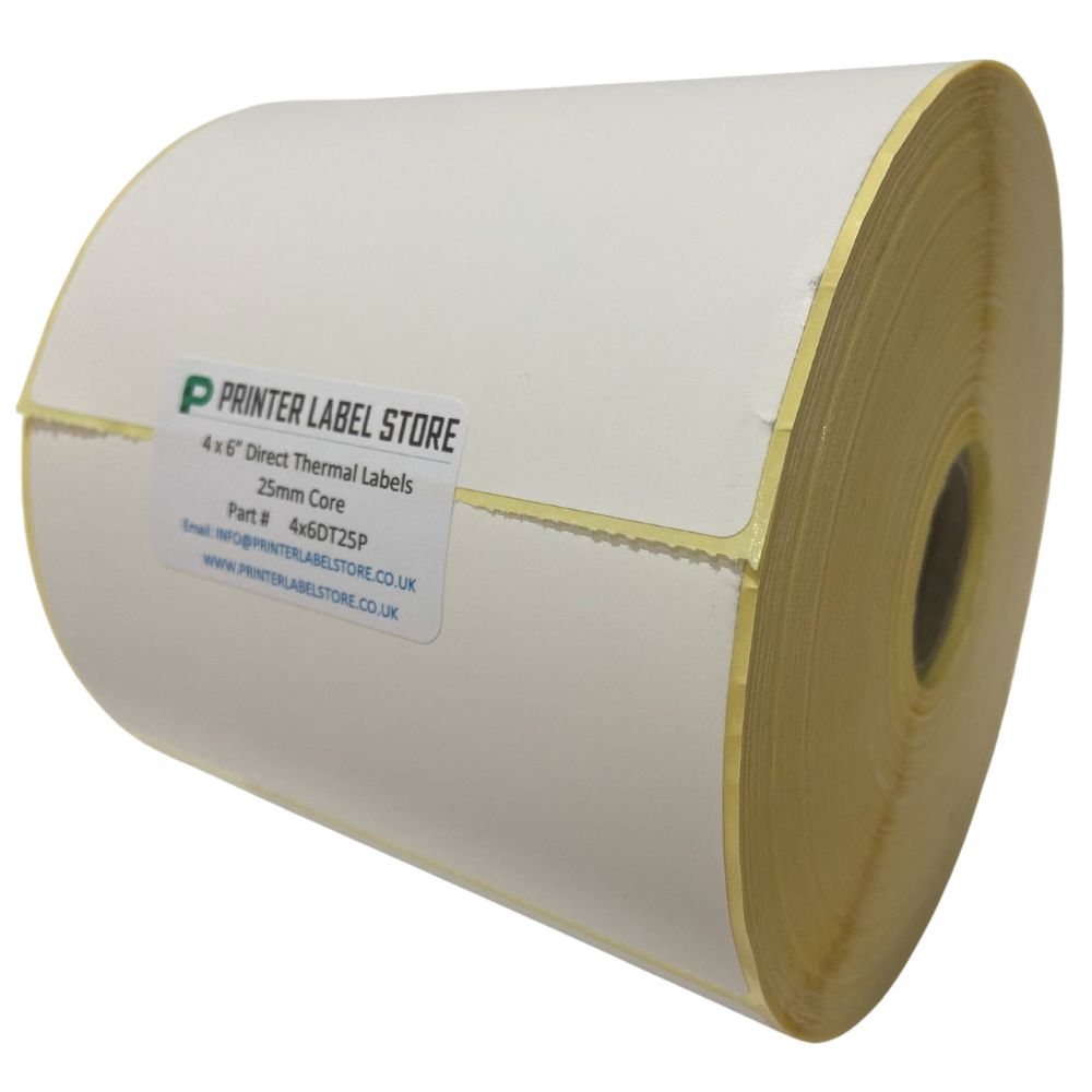 4 x 6" Direct Thermal Labels - 25mm core - Part # 4x6DT25P