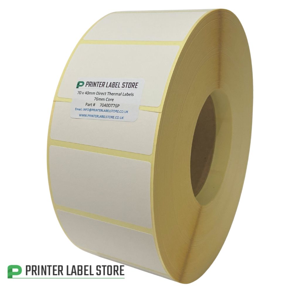 Printer Label Store - 70 x 40mm Direct Thermal Labels - 76mm core