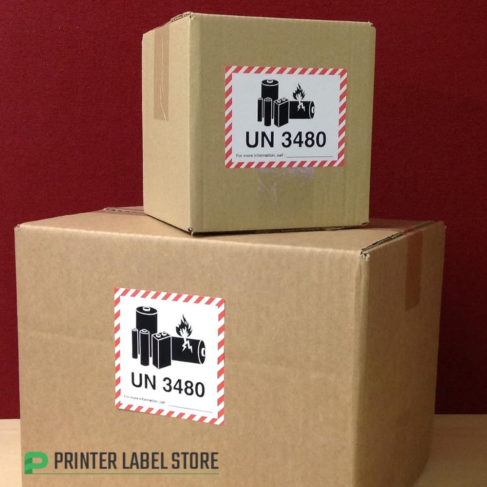 Self-adhesive UN 3480 Lithium Ion Battery Shipping Stickers - Supplied on rolls of 250.