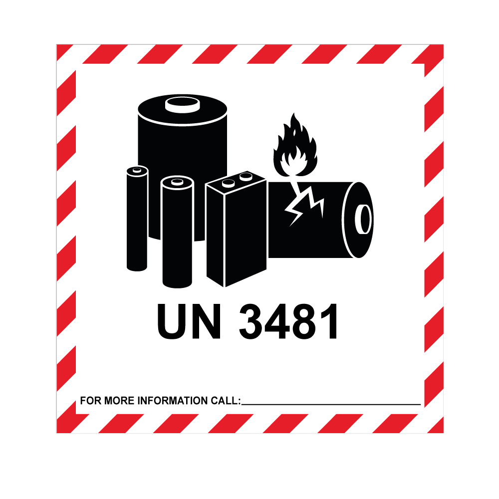 IATA UN 3481 Lithium Ion Battery Labels 100 x 100mm - Battery Hazard Labels