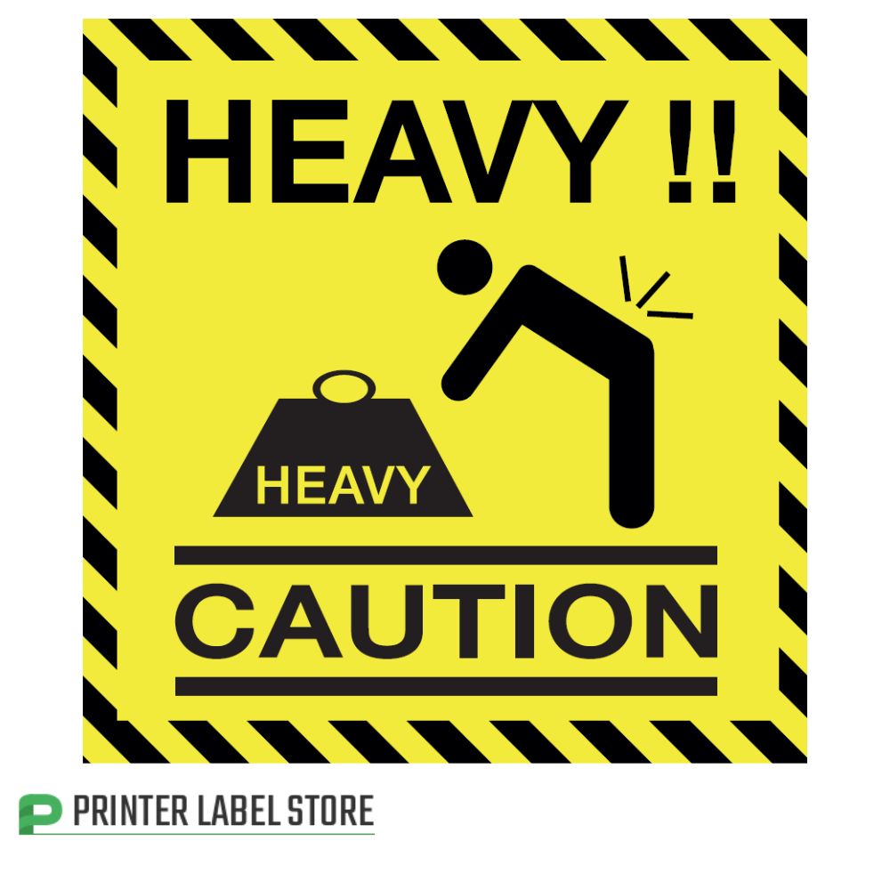 Caution Heavy Labels / Stickers - 100 x 100mm (4 x 4") - packing labels