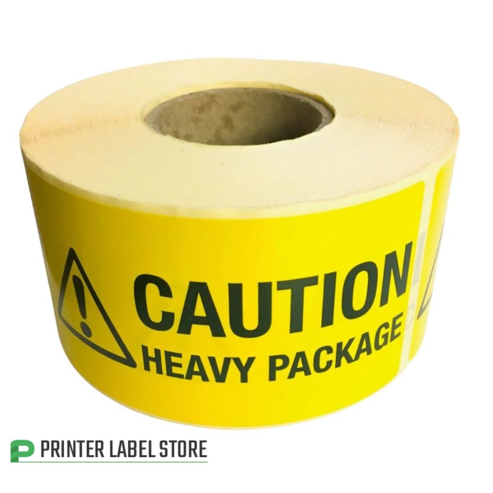 Caution Heavy Package Stickers - 4 x 2"