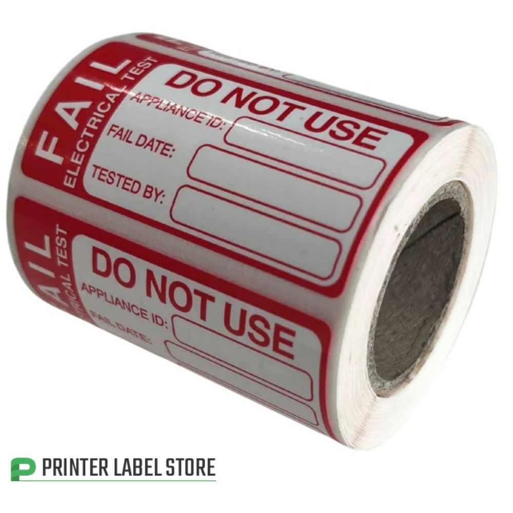 FAIL PAT Testing Labels 3rd Edition - 50 x 25mm are manufactured on premium-grade white polypropylene (PP) material.
