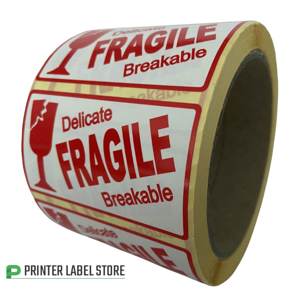 Fragile / Delicate / Breakable Labels - Broken Glass Pictogram - 70 x 40mm