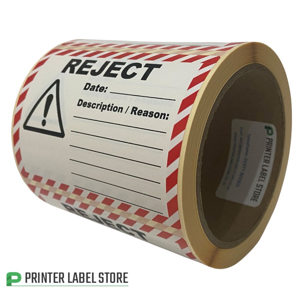 REJECT - Quality Control / QC Labels - 100 x 75mm manufactured by Printer Label Store