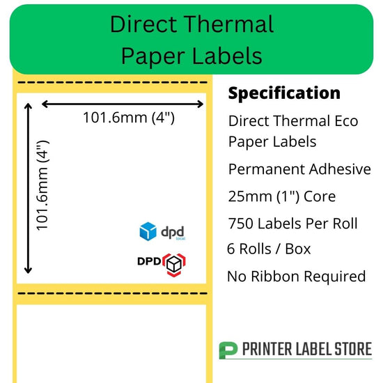 DPD Labels - 101 x 101mm Direct Thermal - 4,500 Labels - 25mm core ...