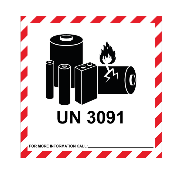 IATA UN 3091 Lithium Metal Battery Labels - Battery Hazard Labels ...