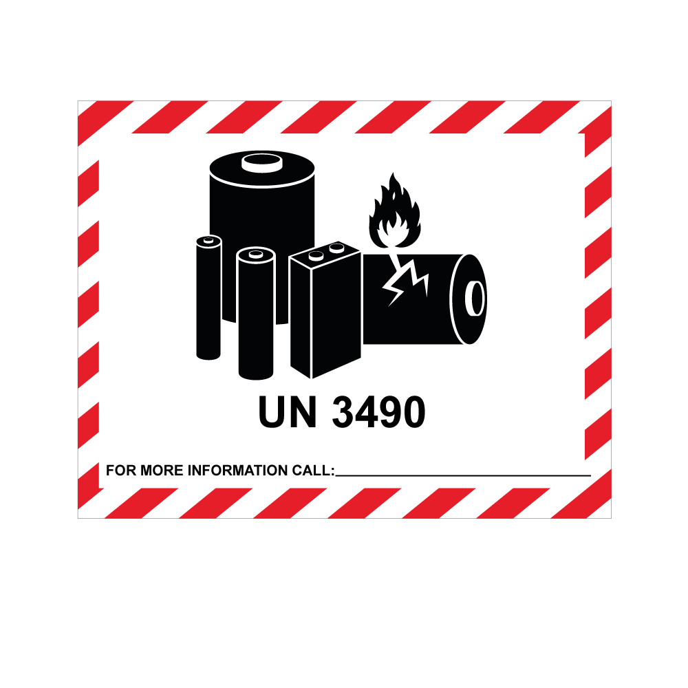 IATA UN 3090 Lithium Metal Battery Labels 100 x 75mm - Battery Hazard Labels