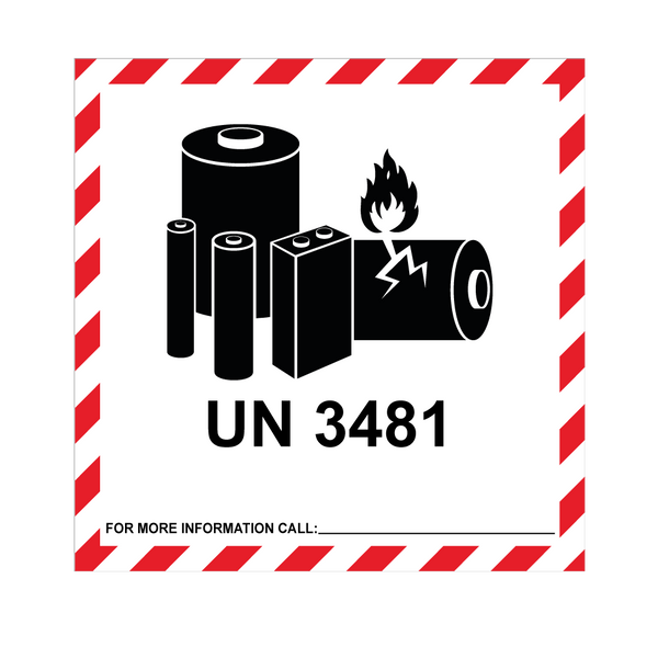 IATA UN 3481 Lithium Ion Battery Labels Battery Hazard Labels
