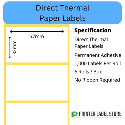 Dymo 2093094 White 32mm x 57mm multipurpose labels, pack of 6, Fits Dymo LabelWriter Label Printers