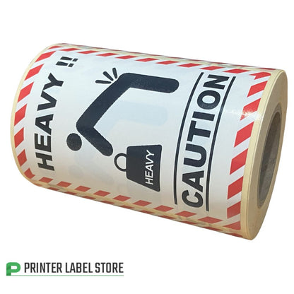 Heavy Labe Heavy Caution Labels - 75 x 100mm | Packaging Labels – Printer Label Store