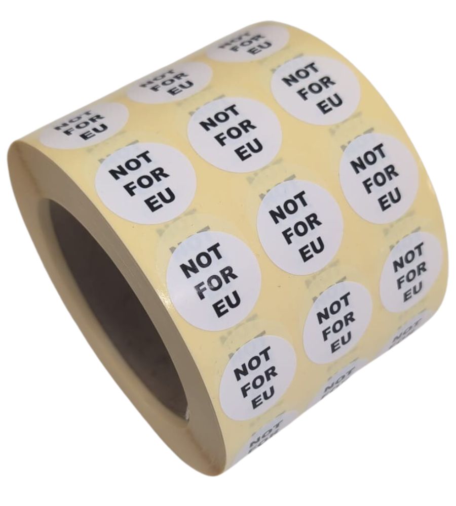 NOT FOR EU labels - 25mm dia. - Black text on white