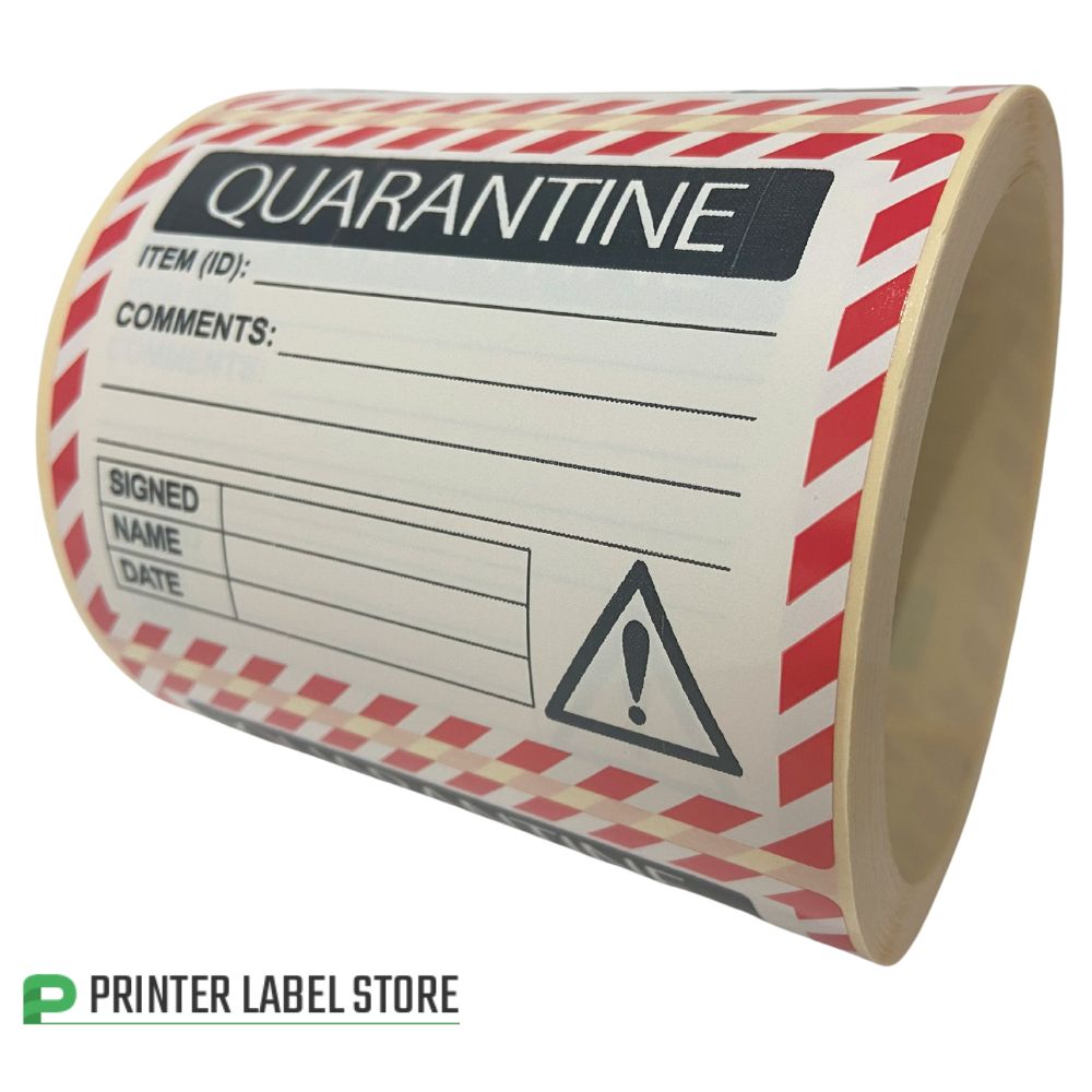 Quarantine Labels - Red & Black - 100 x 75mm | QC Labels – Printer ...